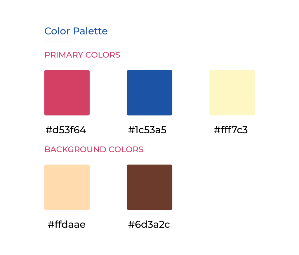Mix’d Up brand color palette showcasing primary and background color system