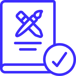 Brand Guidelines service icon featuring an approved brand standards document and design tools