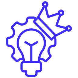 Brand Strategy and Positioning Services icon featuring a creative idea, brand strategy, and growth crown