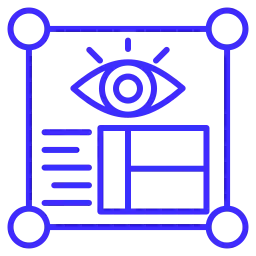 Visual Identity Design service icon featuring brand layout, design elements, and visual branding concepts