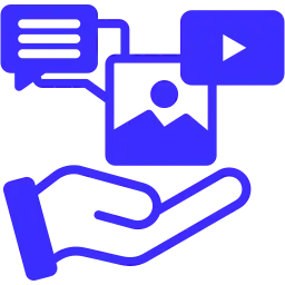 Social Media and Creative Support service icon for branded social media content, digital creatives, and online marketing design.